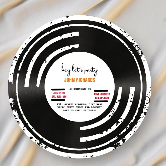 ヴィンテージレコードの誕生日の招待 セーブザデート