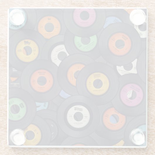 ヴィンテージレコードの音楽の背景 ガラスコースター (裏面)