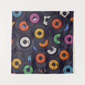 ヴィンテージレコードの音楽の背景 タペストリー (正面(横))