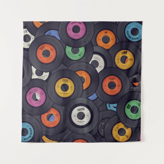 ヴィンテージレコードの音楽の背景 タペストリー (正面)