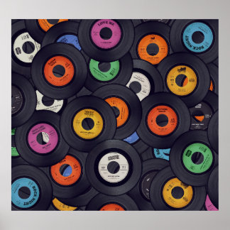 ヴィンテージレコードの音楽の背景 ポスター