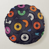 ヴィンテージレコードの音楽の背景 ラウンドクッション (正面)