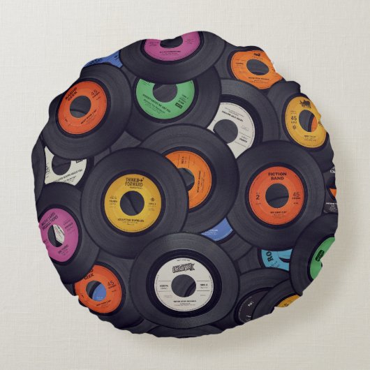 ヴィンテージレコードの音楽の背景 ラウンドクッション (裏面)