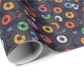 ヴィンテージレコードの音楽の背景 ラッピングペーパー (ロールコーナー)