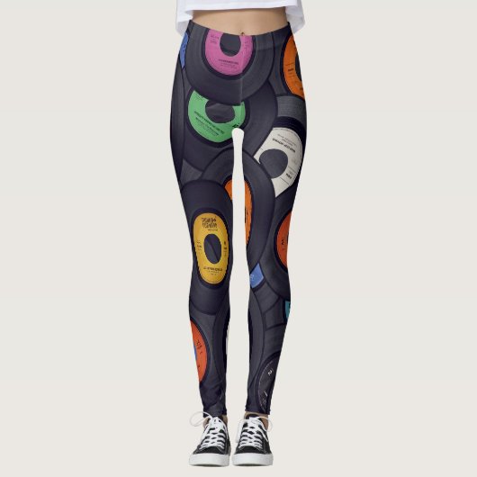 ヴィンテージレコードの音楽の背景 レギンス (正面)