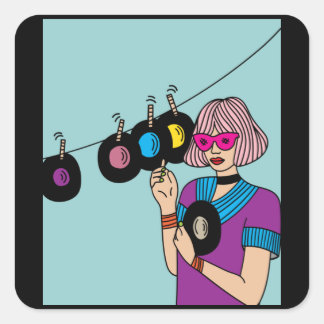ヴィンテージレコードプレート スクエアシール