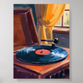ヴィンテージレコードプレーヤーの絵画 ポスター (正面)