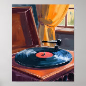 ヴィンテージレコードプレーヤーの絵画 ポスター (正面)