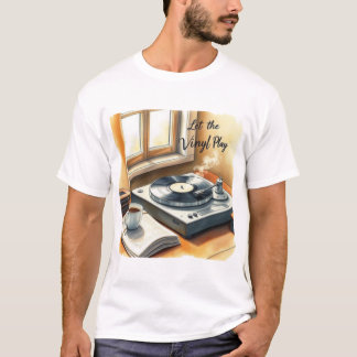 ヴィンテージレコードプレーヤー居心地の良い音楽シーン Tシャツ