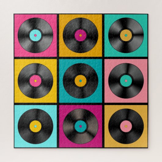 ヴィンテージレコードレトロの背景 ジグソーパズル (縦)
