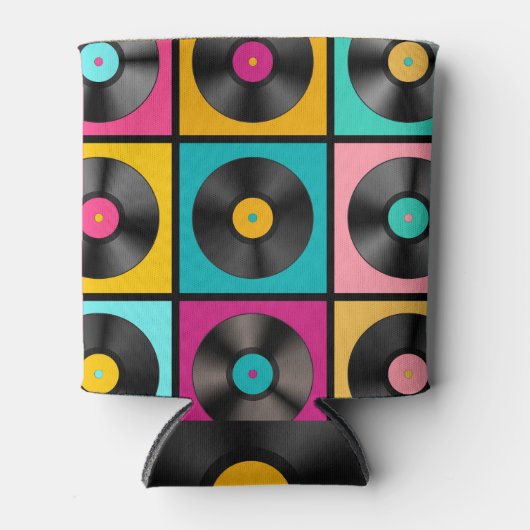ヴィンテージレコードレトロの背景 缶クーラー (正面)