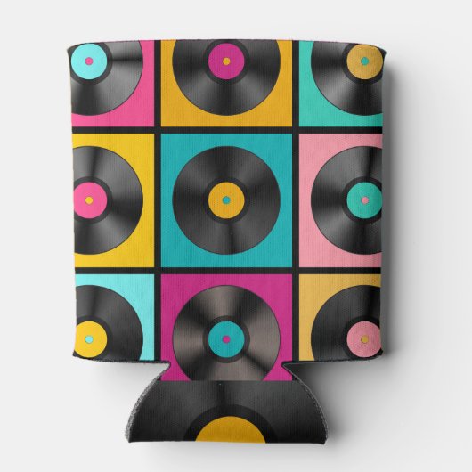 ヴィンテージレコードレトロの背景 缶クーラー (裏面)