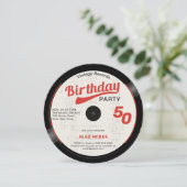 ヴィンテージレコード白黒レッド50誕生日 招待状 (スタンド正面)
