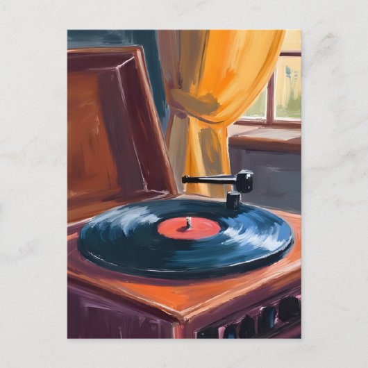 ヴィンテージレコード絵を描プレーヤー ポストカード (正面)