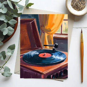 ヴィンテージレコード絵を描プレーヤー ポストカード
