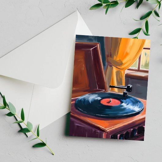 ヴィンテージレコード絵を描プレーヤー ポストカード