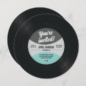 ヴィンテージレコード誕生日招待状 招待状 (正面/裏面)
