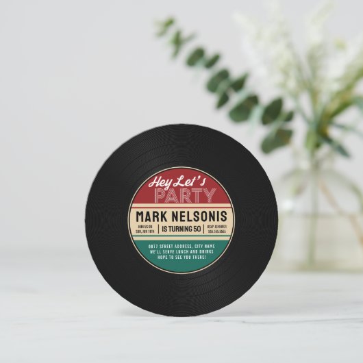 ヴィンテージレコード誕生日招待状 招待状 (スタンド正面)