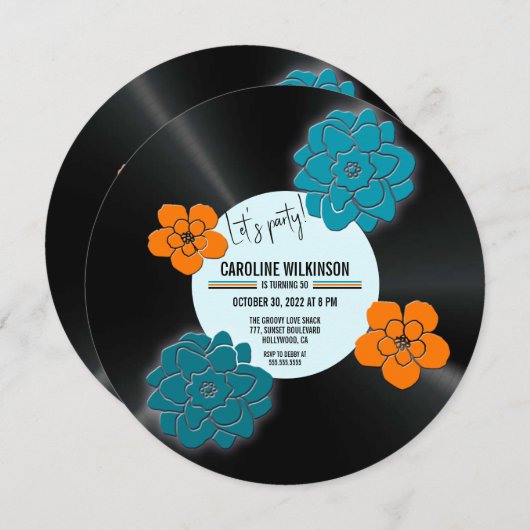 ヴィンテージレコード50誕生日 招待状 (正面/裏面)