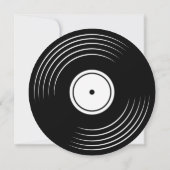 ヴィンテージレコード、フローラ、音楽ブライダルシャワー 招待状 (裏面)