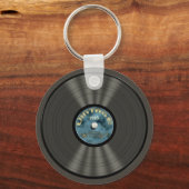 ヴィンテージレコード（青）キーチェーン キーホルダー (正面)