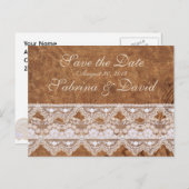 ヴィンテージレザーとレース日付ポストカードの保存 案内ポストカード (正面/裏面)