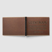 ヴィンテージレザーのテクスチャが刻まれた結婚スクリプト ゲストブック (全面)