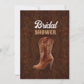 ヴィンテージレザーカウボーブーツカントリーブライダルシャワー 招待状 (正面)