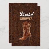 ヴィンテージレザーカウボーブーツカントリーブライダルシャワー 招待状 (正面/裏面)