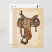 ヴィンテージレザーサドルウォールアート ポストカード (正面/裏面)