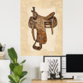 ヴィンテージレザーサドル壁画印刷可能 ポスター (ホームオフィス)