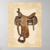 ヴィンテージレザーサドル壁画印刷可能 ポスター (正面)