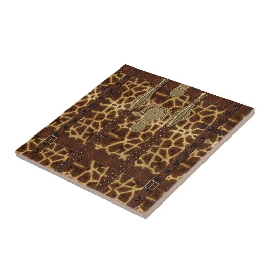 ヴィンテージレザートライバルキリンアニマルプリント タイル (側面)