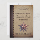 ヴィンテージレザーニューチャプタ誕生日招待状 招待状 (正面)