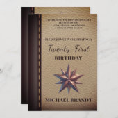 ヴィンテージレザーニューチャプタ誕生日招待状 招待状 (正面/裏面)