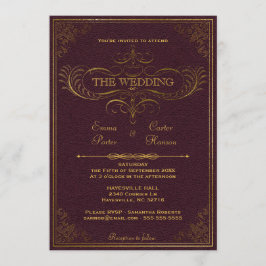 ヴィンテージレザーブック結婚式招待状 招待状