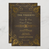 ヴィンテージレザーブック結婚式招待状 招待状 (正面/裏面)