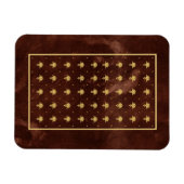 ヴィンテージレザーブラウンと金ゴールドダマスクパターン マグネット (横)