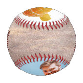 ヴィンテージレザープリント父の日フォトベースボール 野球ボール (裏面)