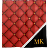 ヴィンテージレザーモノグラム シャワーカーテン (正面)