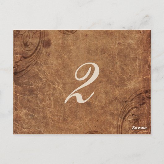 ヴィンテージレザー及びレーステーブル番号カード ポストカード (裏面)