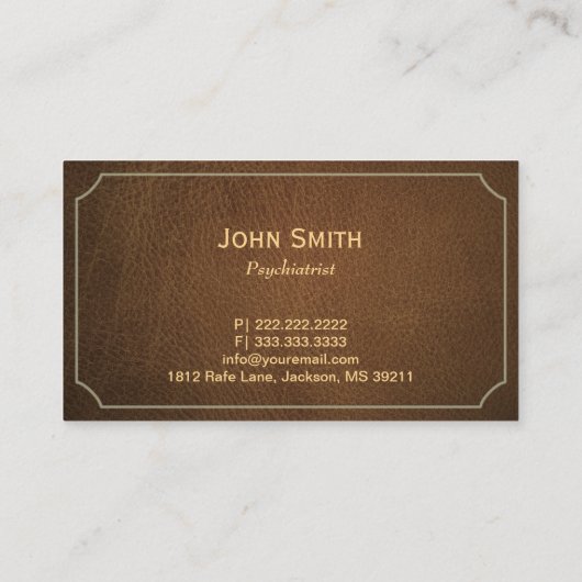 ヴィンテージレザー精神科医名刺 名刺 (裏面)