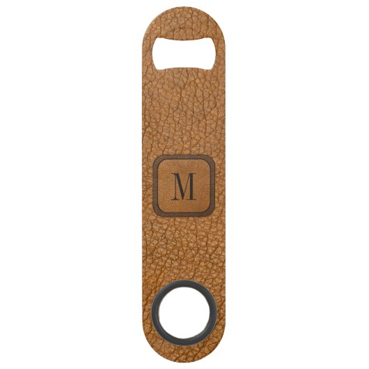 ヴィンテージレザー素朴カントリーウエスタンモノグラム スピード栓抜き (正面)