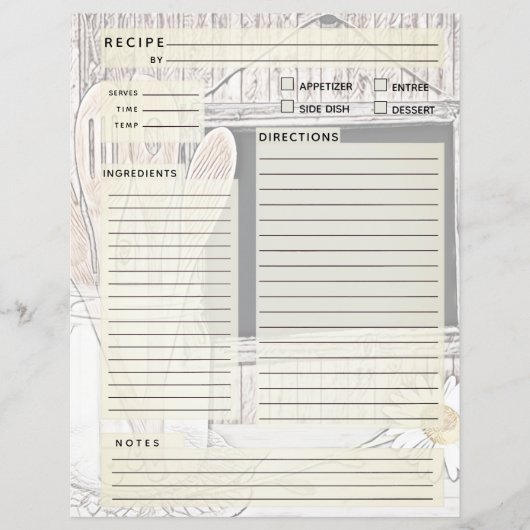 ヴィンテージレシピバインダーインサート (正面)