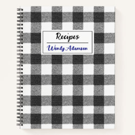 ヴィンテージレシピブック。 | 白黒ギンガムプレイド ノートブック