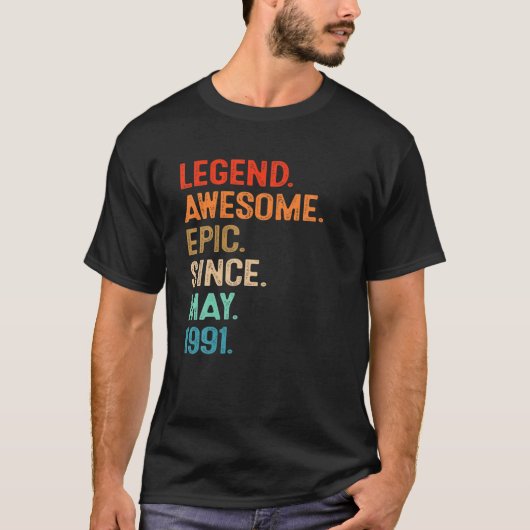 ヴィンテージレジェン素晴らしト叙事詩1991年5月30th Biから Tシャツ (正面)
