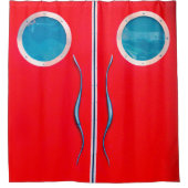 ヴィンテージレストランカフェ揺れるドア赤いクロム シャワーカーテン (正面)