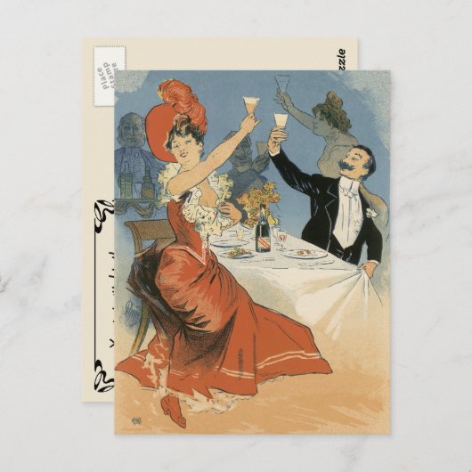 ヴィンテージレストランソフトオープニングパーティの招待状 ポストカード (正面/裏面)