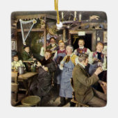 ヴィンテージレストランバー祝ピープルパーティー セラミックオーナメント (正面)