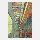 ヴィンテージレストランレトロロードダイナーインテリア キッチンタオル (縦)